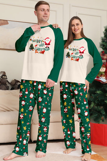 Dark Green Christmas Print Santa Family Matching Pajamas Sets